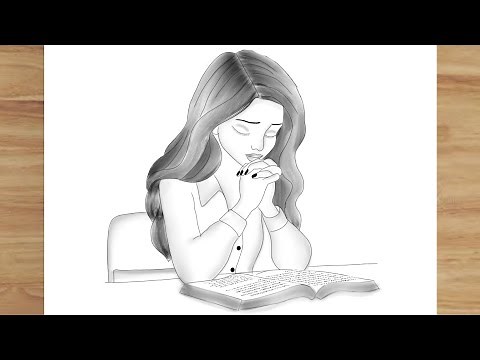 How To Draw A Sitting Girl Praying | Step By Step Drawing | Girl Drawing | Pencil Drawing