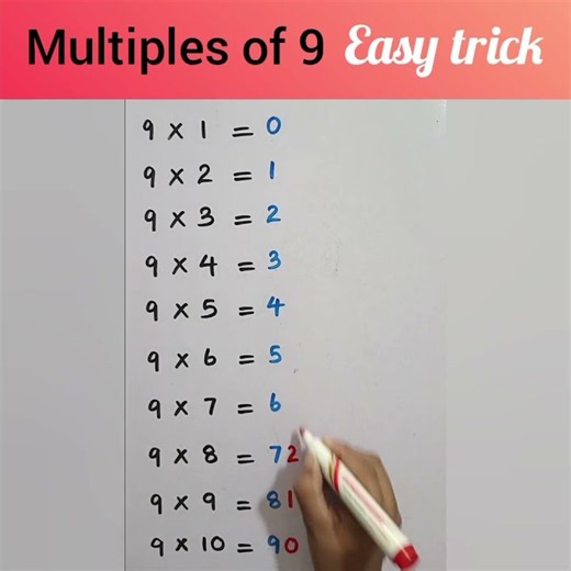 math | times table tricks | multiples of 9 | easy maths | math in seconds#short