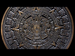 Wood carving - Aztec calendar and walnut