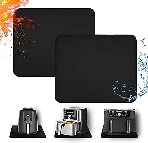 Heat Resistant Mats for Countertop - Fireproof 15x18 in Heat Resistant Mats for Air Fryer - Hot Pad Air Fryer Mat Compatible with Ninja,COSORI,Cuisinart for Coffee Maker, Toaster, Oven 2PCS - Black