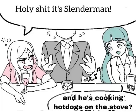 Holy shit it's Slenderman! and -he's.cooking' ( hotdogs. on the stove? - iFunny
