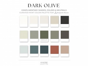 Dark Olive Benjamin Moore Paint Color Palette Hacienda House Paint Color Scheme Teal Terracotta Paint Color Earthy Neutral Paint Colors 2026 - Etsy