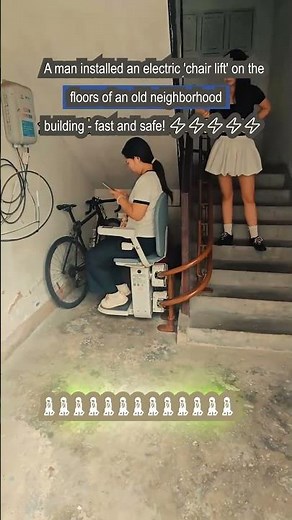 Man Installs 'Chair Lift' in Old Neighborhood - Fast & Safe Ride Up the Stairs! 🚶‍♂️🔝