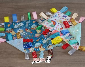 DIY How to Make Colorful Baby Sensory Tag Blankets - Two Different Sizes and Shapes - Bravo Dada! Sewing Tutorial