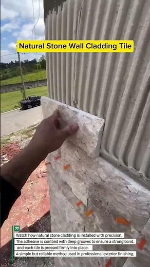 Stone Wall Tile Install Technique #stonetile #wallcladding #diybuild