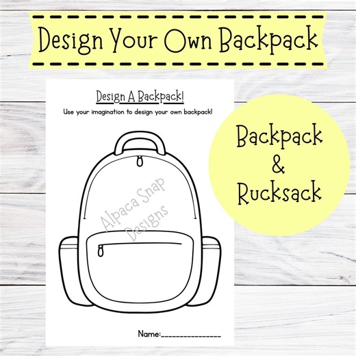 Design Your Own Backpack/rucksack Activity: Printable Activity Template (PDF Download A4/US Letter Size) - Etsy Israel