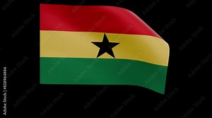 ghanaian flag 4k 3d render of a waving nation ghana banner fluttering in the wind symbolises the country with transparent alpha channel mask for free space and isolated background no flagpole Stock Video