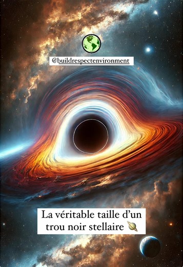 La véritable taille d’un trou noir stellaire par rapport à la Terre. Par exemple Sagittarius A* est un trou noir supermassif situé au centre de notre galaxie, la Voie lactée. Voici quelques faits intéressants à propos de Sagittarius A* : Masse: environ 4 millions de fois celle du Soleil Taille: son horizon des événements (la limite au-delà de laquelle rien ne peut s’échapper) a un diamètre d’environ 44 millions de kilomètres Distance de la Terre: environ 26 000 années-lumière Découverte: son exi