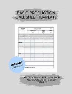 Basic Production Call Sheet Template | Film and Photo Production | Editable Call Sheet - Etsy Canada