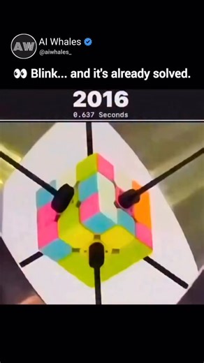 AI | Technology on Instagram: "This robot finishes a Rubik’s Cube in 0.103 seconds 🤯 That’s faster than your eyes can even register what happened. Robots have been chasing this record for years. Early versions already felt unreal, snapping through solutions in under a second. But this latest one, built by researchers at Purdue University, crossed a new line. At this speed, the puzzle itself isn’t the challenge anymore. Physics is. Here’s what’s really going on ⚙️🤖 High-speed cameras and AI-pow