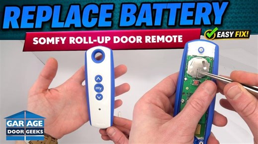 How to Change the Battery in a Somfy Remote for Roll-Up Doors Automatic Screen | Garage Door Geeks Toronto