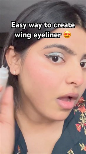Easy way to create wing eyeliner😍 #glowup #eyemakeup #glowwithkhushboo #makeuptutorial #makeuptime