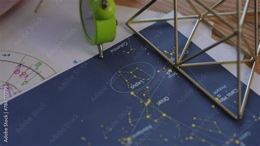 Close-up. Star charts for calculations and drawing up a natal chart, a modern attribute of any professional astrologer