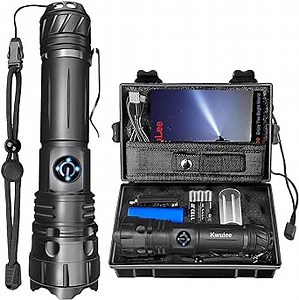 Flashlights LED High Lumens Rechargeable, 150000 Lumens XHP70.2 Super Bright Flashlight, Waterproof Handheld Tactical Flashlights, High Powered Flash Light for Emergency Camping Hiking Gift (Black)