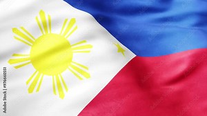 Flag of Philippines Animation Stock Video - Filipino Flag Waving in Loop and Fabric Textured - 4K