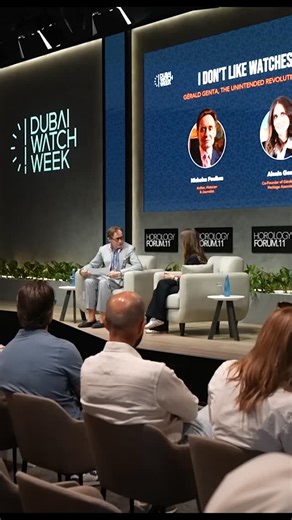 Dubai Watch Week on Instagram: "What was the legendary watchmaker like who apparently didn't like watches? Alexia Genta joined Nicholas Foulkes to reflect on Gérald Genta as the father, the artist, and the dreamer during the “I Don’t Like Watches” panel at the Horology Forum, Dubai Watch Week. ⁣ ⁣ Watch the livestreamed discussion on YouTube and find out more about Gérald Genta, ‘The Unintended Revolutionary’, as Alexia Genta spills the truth behind the legend whose imagination still beats at th