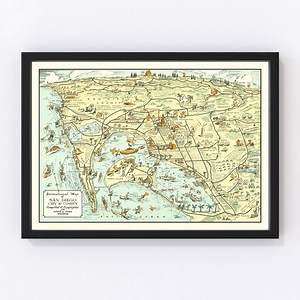 San Diego County CA Map 1935 - Old Map of California Art Vintage Print Framed Canvas Portrait History Genealogy Farmhouse Décor - Etsy