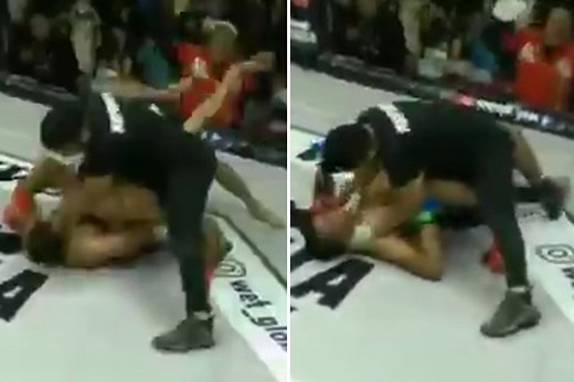 Watch moment ref CHOKES MMA star to get him to release tapping fighter