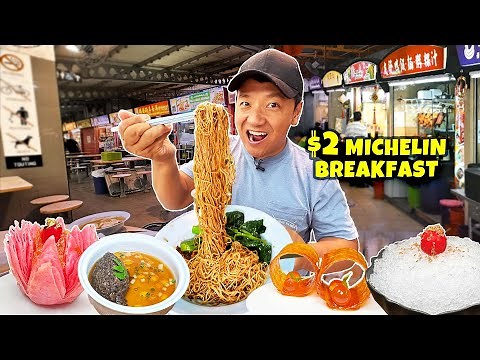 24 Hours Eating ONLY Michelin Restaurants in Singapore | $2 vs $276 Michelin BREAKFAST vs. DINNER