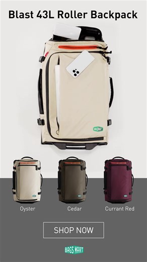 2K views | Meet the Blast 43L Roller Backpack! ☑️ Airline-approved ☑️ 3 carry modes: backpack, roller, or grab-and-go. ☑️ RFID pockets | Bagsmart | Facebook