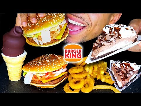 BURGER KING CHOCOLATE DIPPED ICE CREAM CONE | IMPOSSIBLE WHOPPER CHEESE FRIES ONION RINGS | ASMR MUK