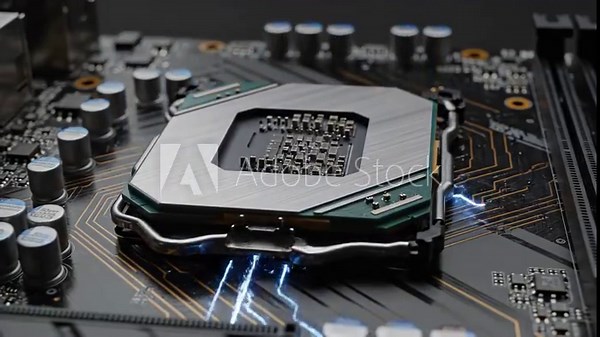 Building a powerful computer setup with a sleek motherboard and high-quality CPU Generative AI