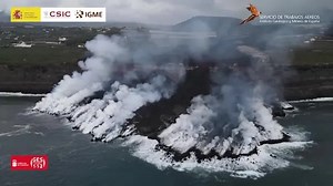 Drone footage: La Palma volcano creates new delta