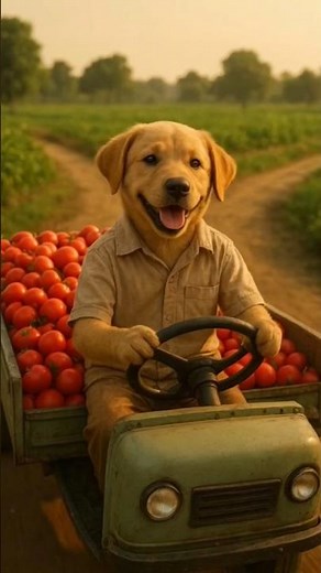 Cute Dog Driving Tomato Truck 🚜🍅l #shorts #puppyworld