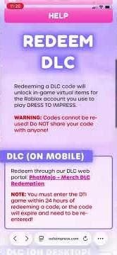How to redeem DTI dlc code on mobile! #dresstoimpress #dlc #dti