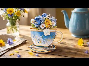 Teacup Card Making Kit | Makes 8 Cards, All Pre-Cut Pieces
