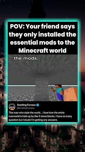 POV: Your friend says they only installed the essential mods to the Minecraft world