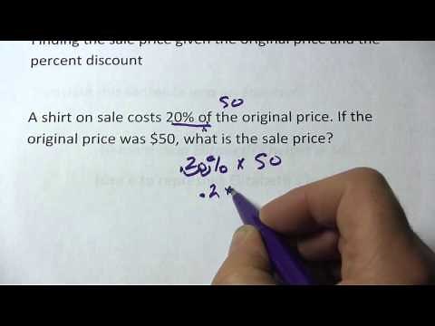 Finding the Sale Price Given the Original Price and Percent Discount