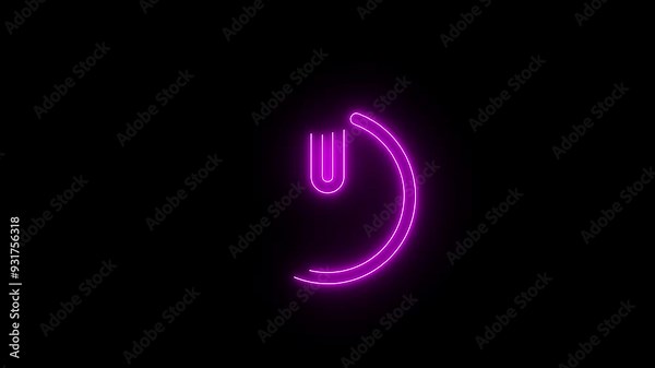 A circular power button icon with a bold, minimalistic design. The top of the circle is open, featuring a vertical line extending from the center, representing the on/off symbol in a modern style. Stock Video