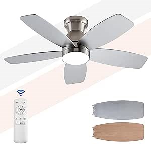 32 inch Flush Mount Ceiling Fans with Lights and Remote Control,Small Low Profile Ceiling Fan,Noiseless,Reversible DC Motor,Memory Program,Black Hugger Ceiling Fans for Indoor Outdoor Use