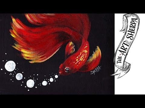 Easy Red Betta fish acrylic painting Best tutorial for beginners 🐟🐡 | TheArtSherpa