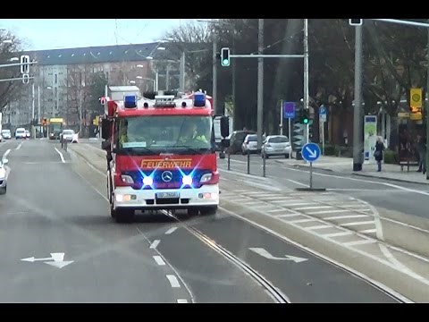 German fire truck responding, following my tram | Dresden BF VLF FuRW 3 Striesen [1.2014]