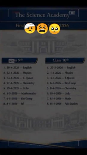 #9th ,10th class walo fainal exam date Sheet done #tag your friends🤕💘🙌@ROYAL MAN @Guleena_02 @Moco