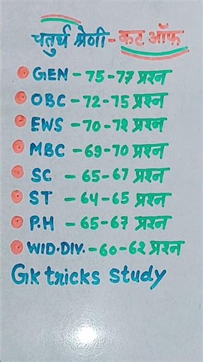 4th gread cut off/100%seats badegi/#gktricksstudy