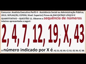Curso Raciocínio Lógico Sequência números Teste Psicotécnico Detran Concurso Numeração sequencial QI