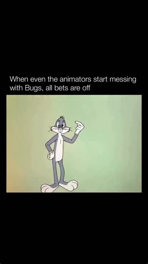 Explaining Cartoons on Instagram: "Follow me👉@explainingcartoons Bugs Bunny breaking the fourth wall is one of the purest examples of how Looney Tunes loved to play with the rules of animation. In shorts like “Duck Amuck” (but with Bugs in the animator seat) or “Rabbit Rampage,” Bugs isn’t just fighting a villain—he’s battling the actual artist drawing the cartoon. The gag flips the classic chase formula on its head. Suddenly Bugs isn’t running from Elmer or Yosemite; he’s dealing with vanishin