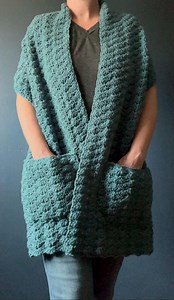 Crochet Shell Stitch Pocket Shawl Pattern & Video Tutorial (PDF) - Etsy