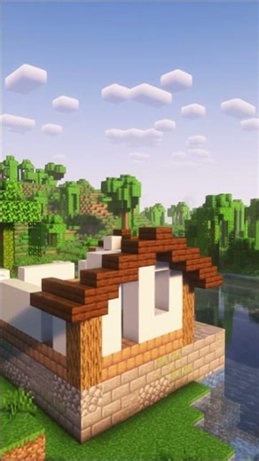 Easy Lakeside Cottage Survival Build 🏠🌊 #shorts #minecraft