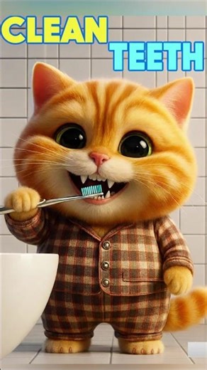 Cute Cat’s Toothbrushing Song 😺🪥Kids Can’t Stop Watching😲🎵 #healthykids #catlovers #healthyhabits