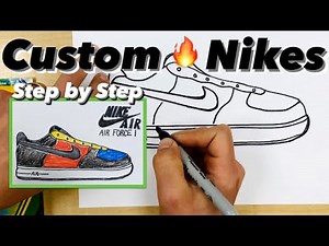 How to Draw NIKE Air Force 1 - Easy Custom SHOES for Kids #shoes #nike #mrschuetteart