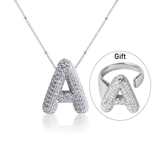 [Your name] 26 letters necklace silver zircon initials necklace men and women necklace daily wear birthday gift