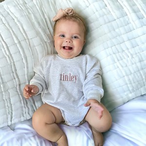 Oversized Embroidered Sweatshirt Bubble Romper // Baby Bubble Sweatshirt // Toddler Bubble // Embroidered Baby Romper - Etsy