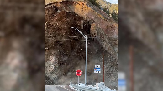 Video captures dramatic rockslide above portion of two Colorado highways