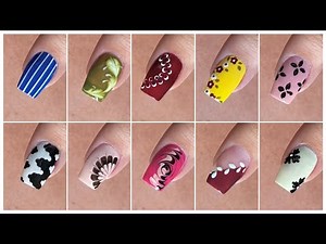 10 Simple and easy nail art designs with household items || Nail art at home
