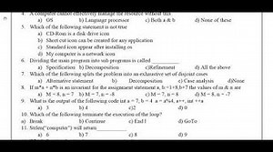 11th Computer Science Half Yearly Exam 2018 - Model Question Paper 2 Chennai District EM