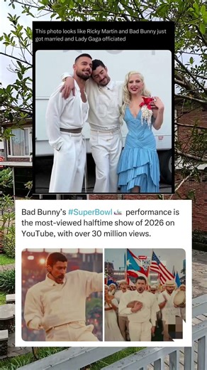 This Photo Looks Like a Celebrity Wedding Featuring Ricky Martin, Bad Bunny, and Lady Gaga 💒🌟